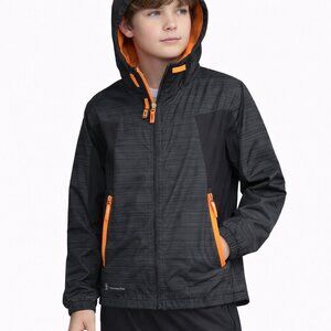 Champion VentureDry Hooded Jacket Boys L 12-14 Gray Orange Athletic Coat Layer